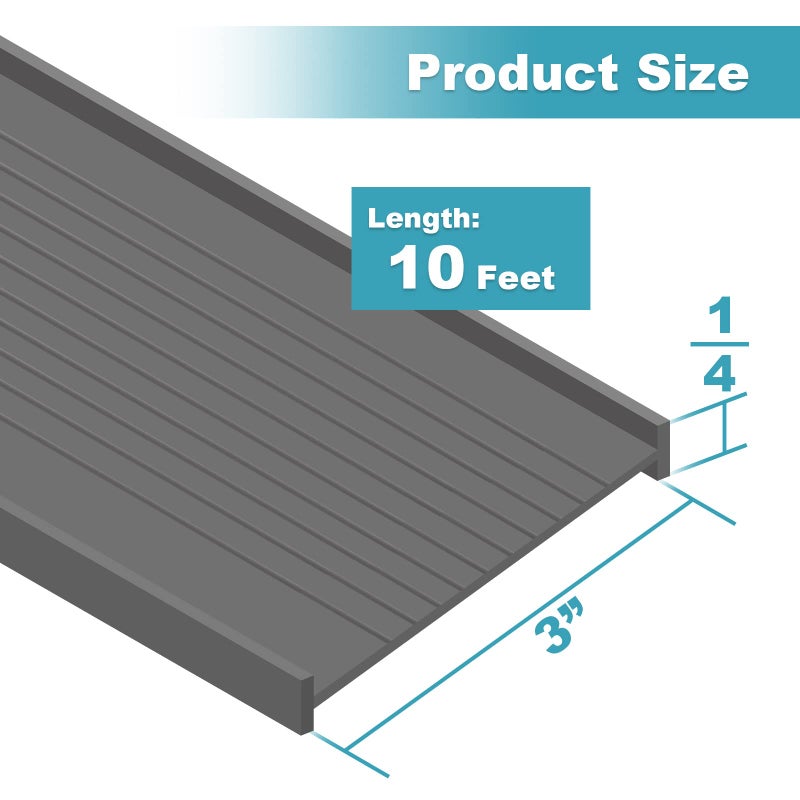 Earthtec 3" Garage Door Bottom Seal Weatherstrip in Grey - 1/4" T Style - All Widths (10' Wide Door) - Image 2